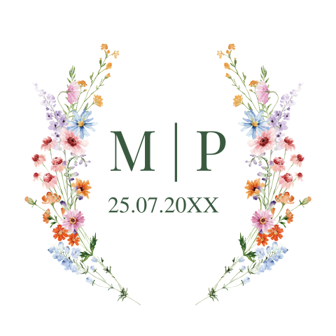 Labeltjes rond huwelijk bloemen 4x4 cm | 16 stuks