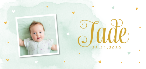 Geboortekaartje waterverf foto