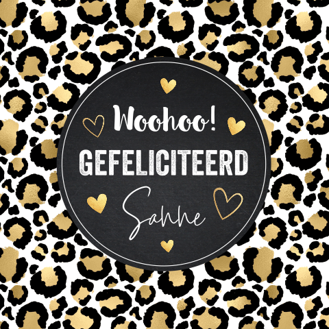 Verjaardagskaart panterprint goudlook