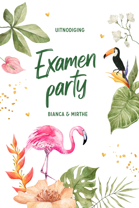 Uitnodiging examen feest tropisch zomers