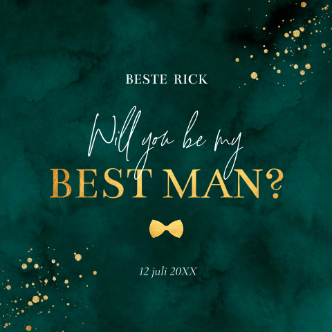 Getuigekaart groen best man strik goudlook