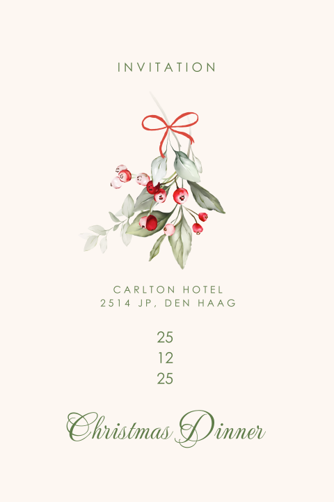 Uitnodiging kerstdiner maretak kersttakjes