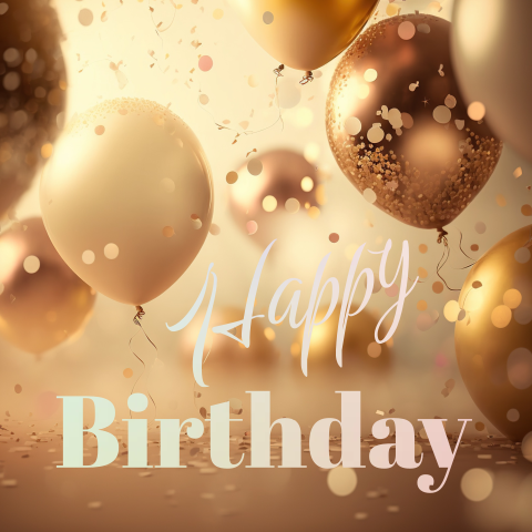 Verjaardagskaart vrouw ballonnen goud holografische folie