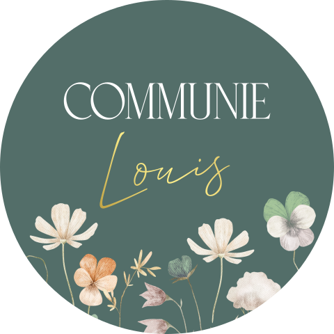 Sluitstickers rond bloemen groen communie goudfolie