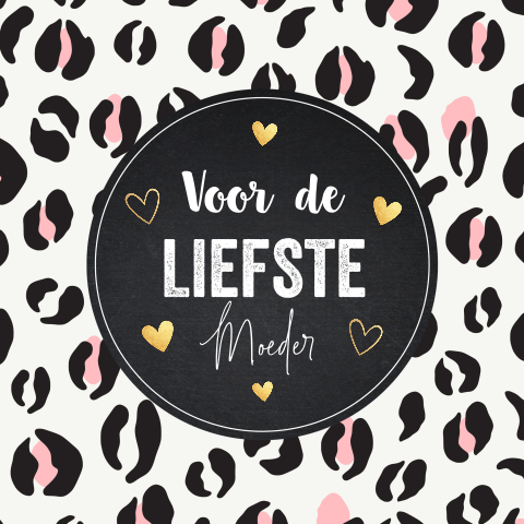 Moederdagkaart panter print hartjes