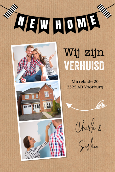 Verhuiskaart fotocollage kraftlook slinger