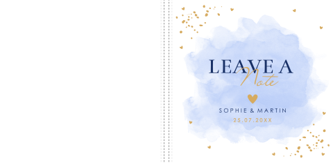 Gastenboek bruiloft watercolour blauw hartjes goudlook