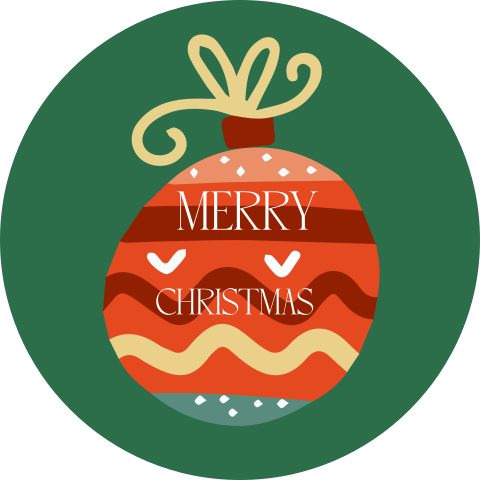 Kerst sluitstickers met gekleurde kerstbal 