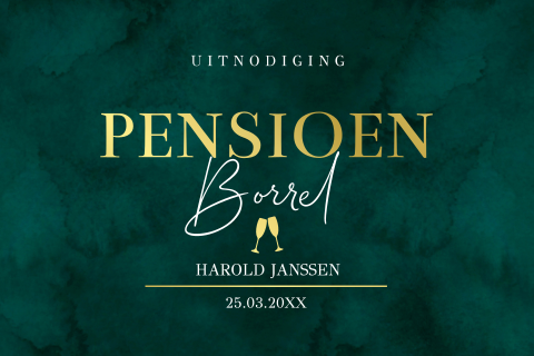 Pensioen uitnodiging donkergroen met goudfolie
