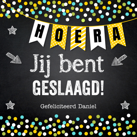 Felicitatiekaart geslaagd slinger confetti