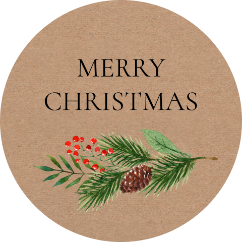 Kerst sluitstickers kraftlook met logo | 25 stuks