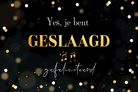 Felicitatie geslaagd kaart diploma zwart goudlook