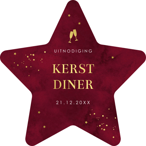 Kerstdiner uitnodiging groen ster vorm rood goudfolie