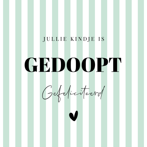 Felicitatie kaart doopviering jongen groen strepen