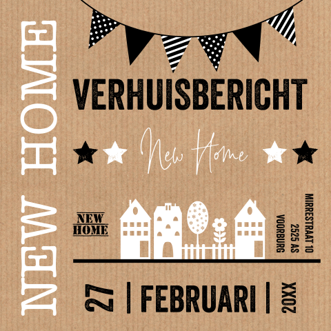 Verhuiskaart typografie kraftlook