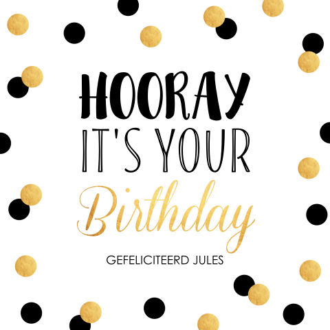 Verjaardagskaart dots goud look zwart