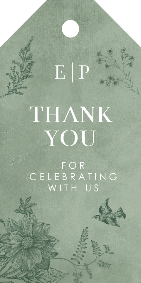 Label botanisch groen met vogel 16 stuks