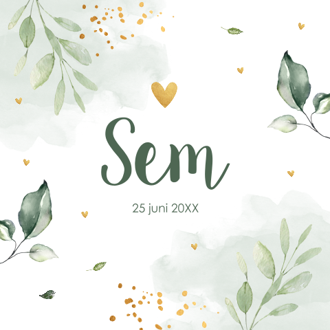 Canvas babykamer jongen botanisch groen bladeren
