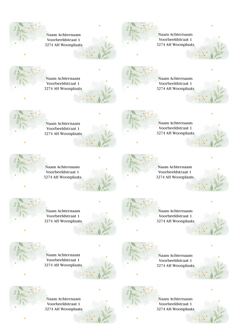 Adresstickers botanisch groen bladeren