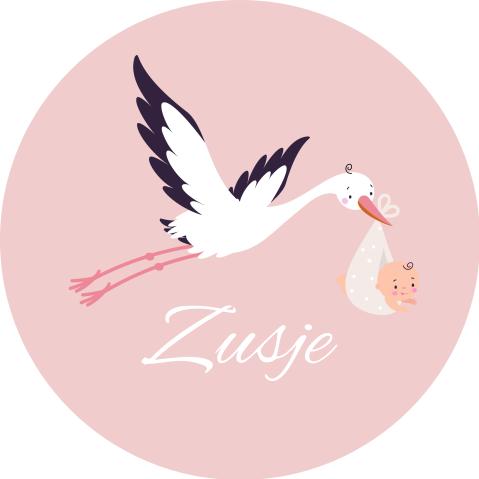 Stickers traktatie geboorte ooievaar zusje | 25 stuks