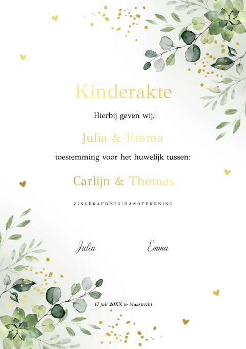 Kinderakte groen botanisch bladeren goudfolie