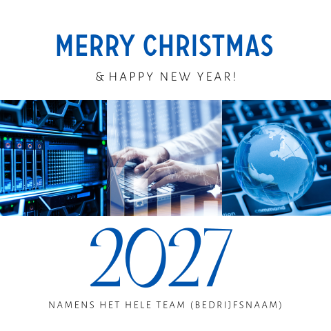 Zakelijke kerstkaart ICT 2027 blauw