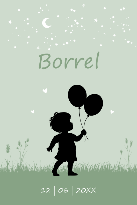 Babyborrel kaartje jongen groen silhouet