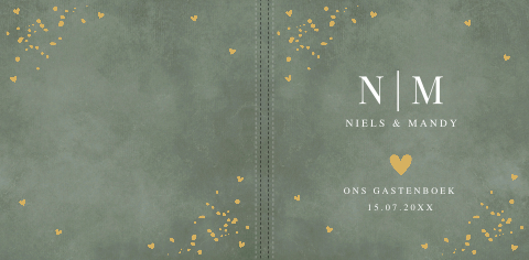 Gastenboek bruiloft groen hartjes spetters