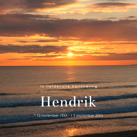 Rouwkaart zonsondergang zee strand