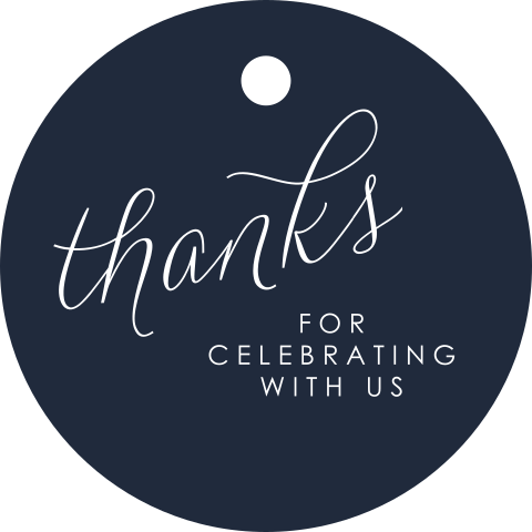 Labeltjes rond huwelijk blauw Thanks 4x4 cm | 16 stuks