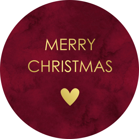 Kerst sluitsticker rood merry christmas goudfolie | 25 stuks