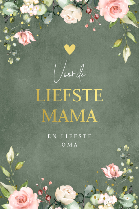Moederdagkaart bloemen watercolour goudfolie
