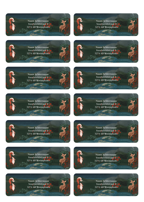 Adresstickers geboortekaartje bosdieren