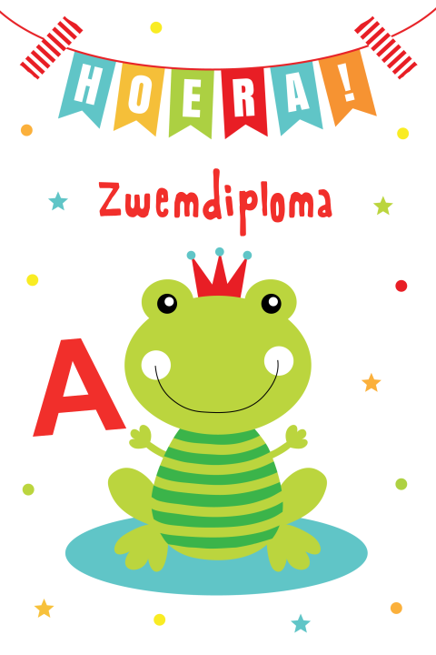 Felicitatiekaart zwemdiploma kikker