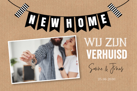 Verhuiskaart foto kraftlook slinger "new home"
