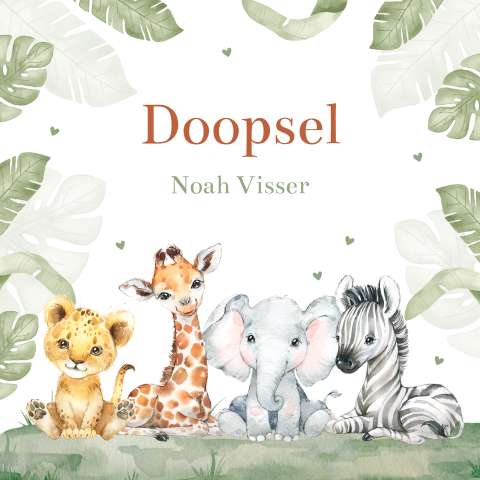 Doop uitnodiging jungle dieren