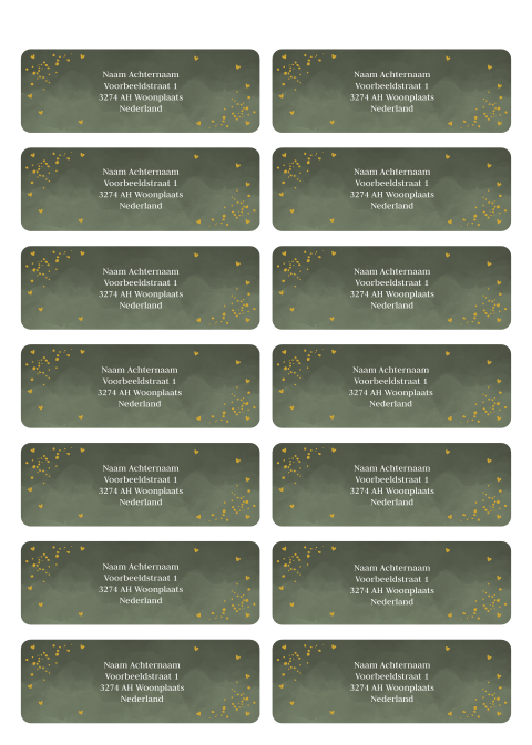 Adressticker groen waterverf confetti | 14 stuks 97X34 mm