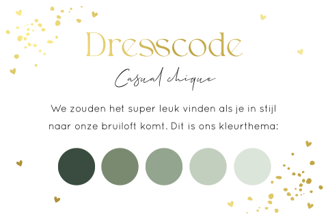 Dresscode huwelijk kleurenpalet groen casual chique goudfolie