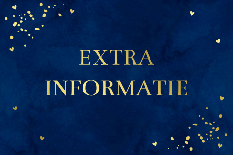 Extra informatie kaart huwelijk donkerblauw goudfolie