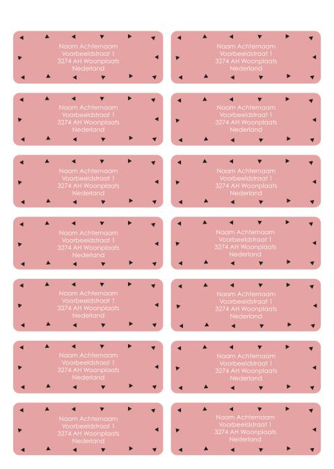 Adresstickers roze driehoekjes | 14 stuks 97X34 mm