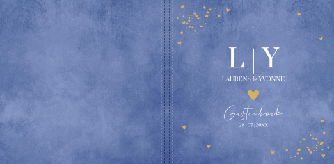 Gastenboek bruiloft blauw typografie