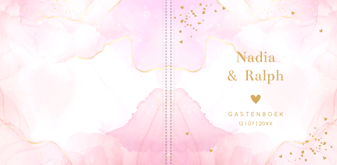 Gastenboek bruiloft roze marmerlook