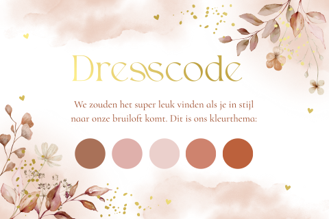 Dresscode kaartje huwelijk kleurenpalet terracotta
