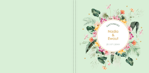 Gastenboek bruiloft tropische bloemen lichtgroen