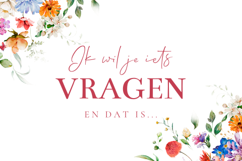 Getuigekaart roze bloemen vriendin zus getuige vragen