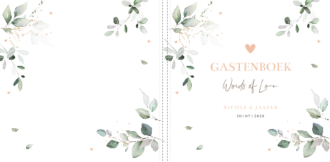 Gastenboek huwelijk botanische groene bladeren