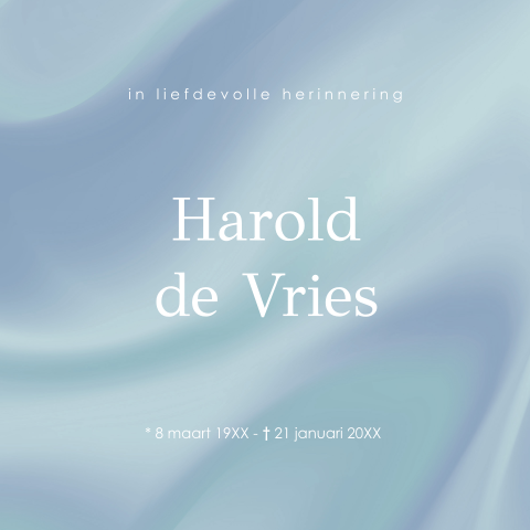 Rouwkaart blauw voor een man met moderne holografische print