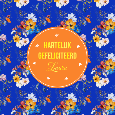 Verjaardagskaart vrouw bloemen blauw geel