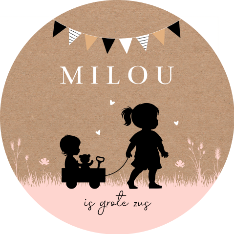 Stickers traktatie geboorte zusje silhouet | 25 stuks