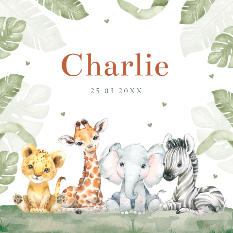Canvas babykamer jungle dieren